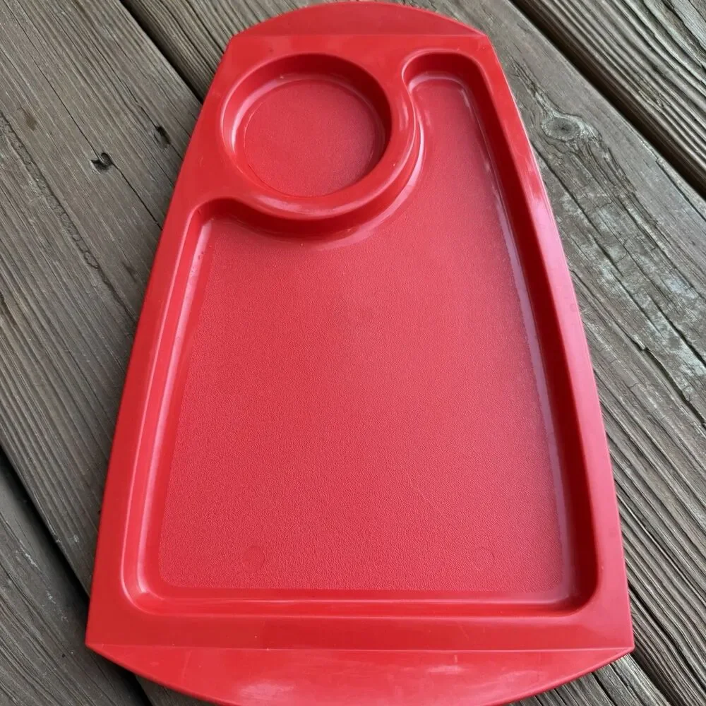 Vintage Fremware No 808 Melamine TV Dinner Snack Trays Set 4 Red White